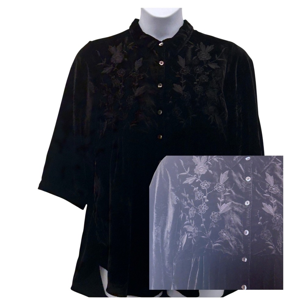 April Cornell Velvet Button Up‎ Shirt Medium